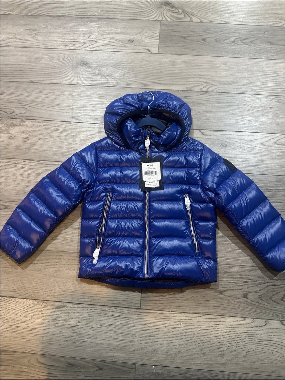 Mackage Klein Blue Shiny Quilted Hooded Jacket